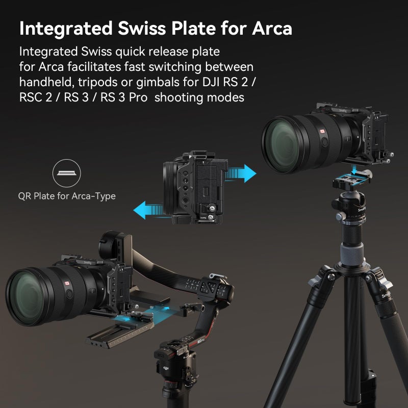 SMALLRIG طقم قفص SmallRig لكاميرا Sony A6700 مع مشبك كابل لـ HDMI، لوحة إطلاق سريعة مدمجة لنوع Arca، قفص كاميرا لصناعة الأفلام والفيديو مع قاعدة تثبيت، ثقوب مل threaded 1/4''-20 و 3/8''-16 - 4336 - Image 5
