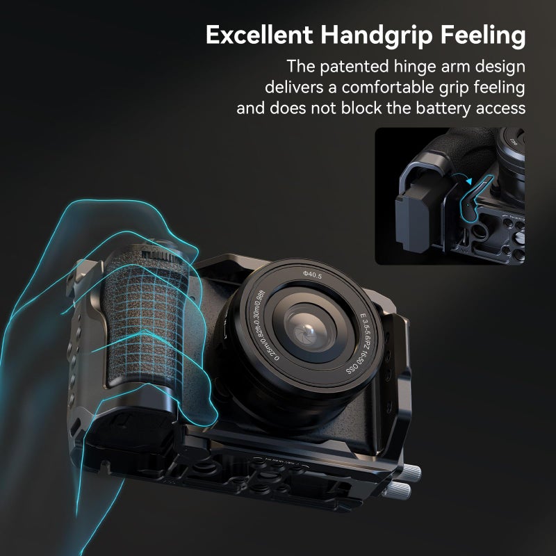 SMALLRIG طقم قفص SmallRig لكاميرا Sony A6700 مع مشبك كابل لـ HDMI، لوحة إطلاق سريعة مدمجة لنوع Arca، قفص كاميرا لصناعة الأفلام والفيديو مع قاعدة تثبيت، ثقوب مل threaded 1/4''-20 و 3/8''-16 - 4336 - Image 3