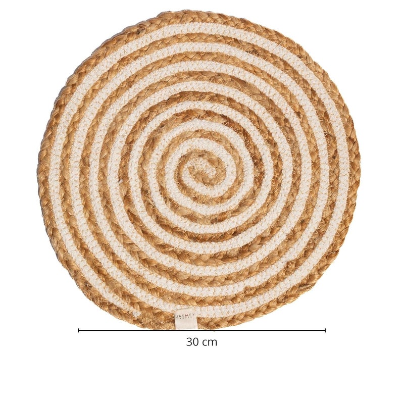 JASMEY HOMES Set of 2 Dining Table Mat 30cm Round Mat White Spiral Used as Centre Table dcor placematHouse Warming Gifts for New Home - Image 4