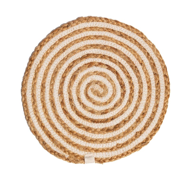 JASMEY HOMES Set of 2 Dining Table Mat 30cm Round Mat White Spiral Used as Centre Table dcor placematHouse Warming Gifts for New Home - Image 5