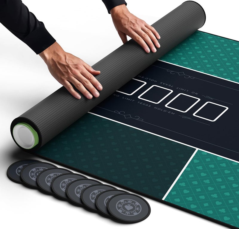 Newverest Poker Table Top 70 x 30 Ideal Poker Topper for 6ft and 8ft Folding Tables 30 Width Texas Holdem Poker Mat for Home Games Casino Nights Portable with Zipper Storage Bag in Gift Box - Image 2