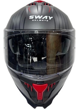 sway Helmet Sw 865 Space Black Red With Sunglasses  - Image 3
