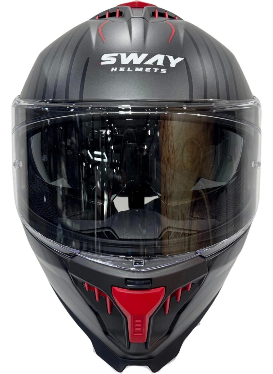 sway Helmet Sw 865 Space Black Red With Sunglasses  - Image 3
