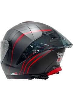 sway Helmet Sw 865 Space Black Red With Sunglasses  - Image 2