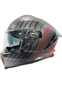 sway Helmet Sw 865 Space Black Red With Sunglasses  - Image 1