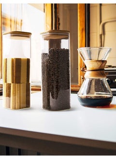 1Chase Borosilicate Square Glass Storage Jar With Bamboo Lid 1800 ML, 2Pcs Set  - Image 3