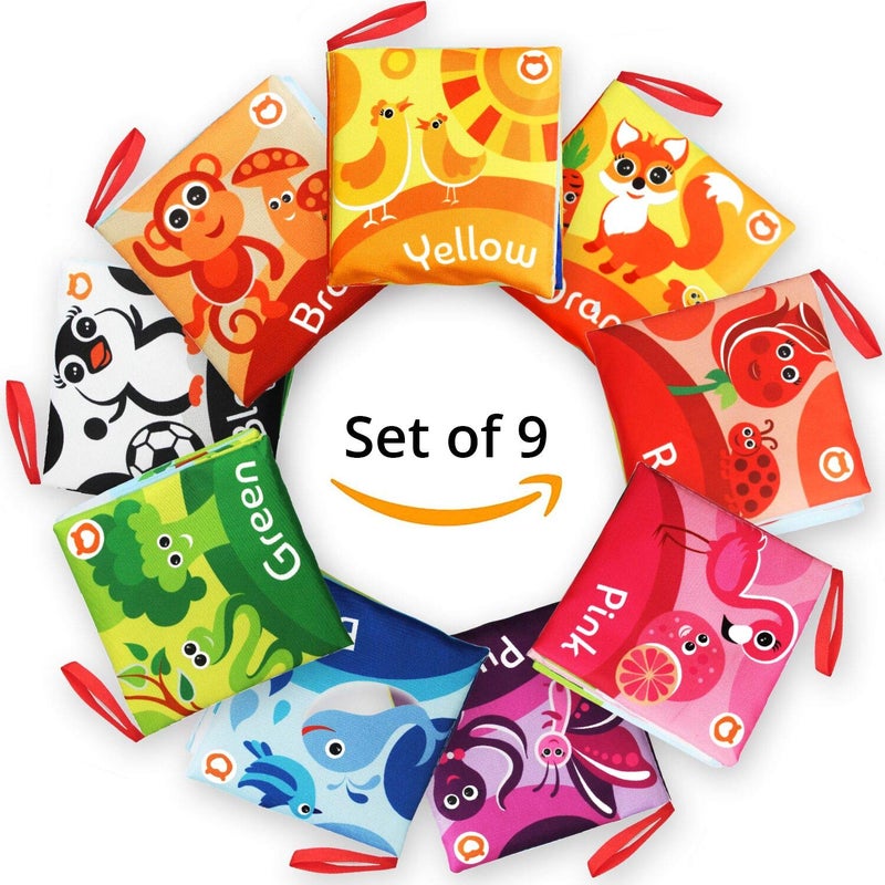 BabyBibi Cloth Books for Babies (Set of 9) - Color Recognition Series. Soft Books for Babies. Touch and Feel Crinkle Paper. Baby Learning Toys/Educational Toys for 3 Months to 4 Years Old - Image 1