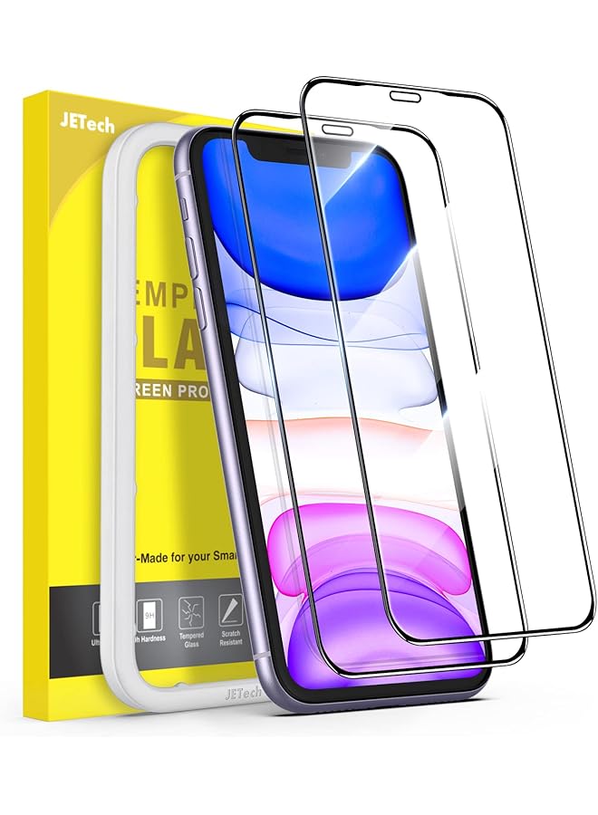 Jetech Shatterproof Screen Protector For Iphone 11 Iphone Xr 6.1 Inch, Full Coverage Military Grade Diamond Hard Tempered Glass Film With Easy Installation Tool, 2 Pack - Image 1