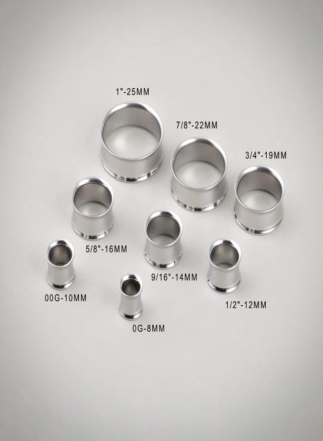 COOEAR Titanium Earrings Piercing Tunnels, 1 Pair Ear Gauges Stretchered Plugs, Steel Color Eyelet Body Jewelry 00g. - Image 5