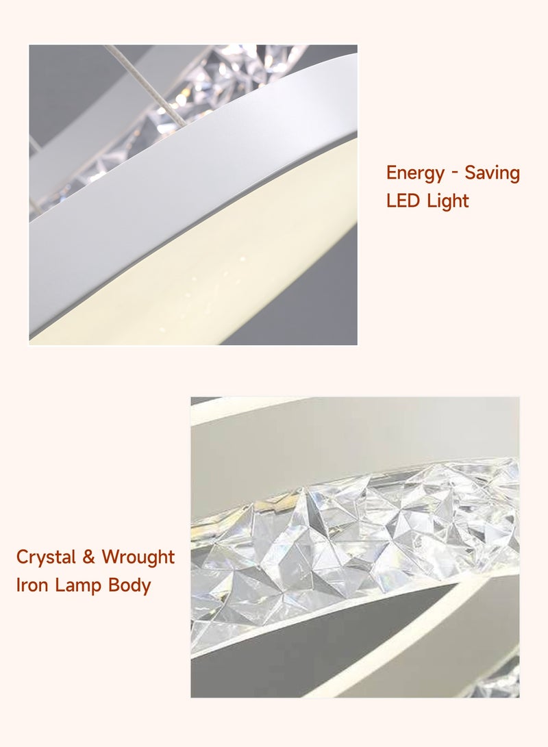 AL-WAHA AL-ZHABIA Modern LED Chandelier with Remote Dimming | Adjustable Acrylic Ring Design | 50W Pendant Light for Kitchen, Dining & Living Room | Ideal for Arabic Interiors - Image 3