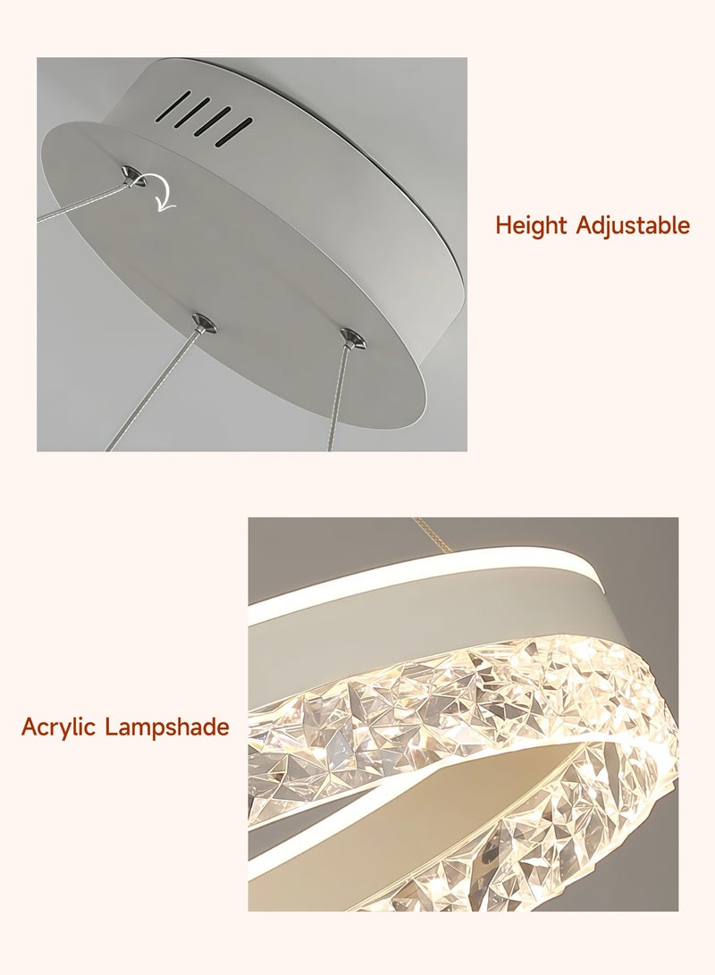 AL-WAHA AL-ZHABIA Modern LED Chandelier with Remote Dimming | Adjustable Acrylic Ring Design | 50W Pendant Light for Kitchen, Dining & Living Room | Ideal for Arabic Interiors - Image 4