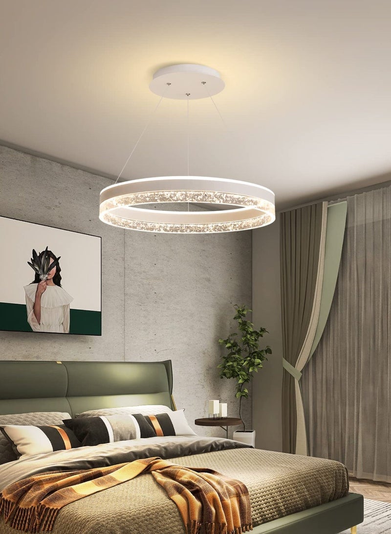 الواحة الذهبية  ثريا LED عصرية مع خاصية التعتيم عن بُعد | تصميم حلقي أكريليك قابل للتعديل | مصباح معلق ٥٠ واط للمطبخ وغرفة الطعام وغرفة المعيشة | مثالي للديكورات العربية - Image 1