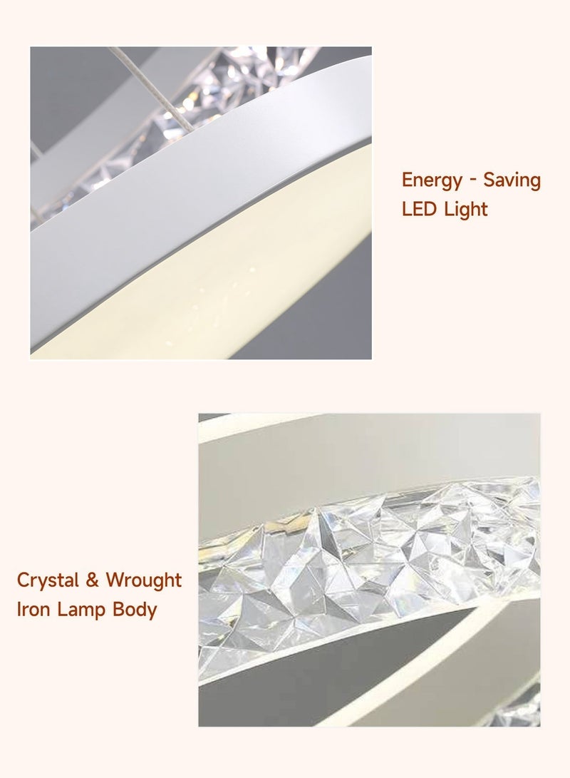 الواحة الذهبية  ثريا LED عصرية مع خاصية التعتيم عن بُعد | تصميم حلقي أكريليك قابل للتعديل | مصباح معلق ٥٠ واط للمطبخ وغرفة الطعام وغرفة المعيشة | مثالي للديكورات العربية - Image 3