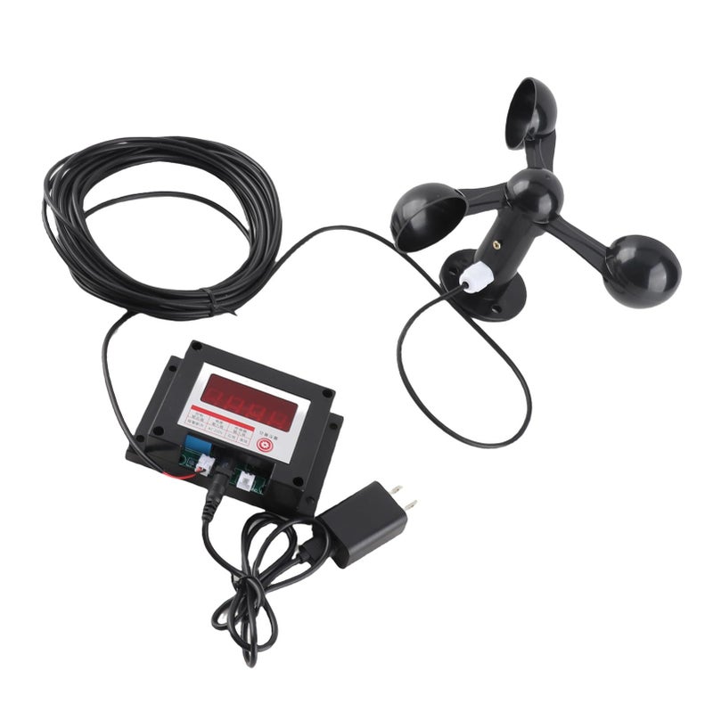 Digital Air Velocity Meter 3 Fan Blades Wind Speed Anemometer Tower Crane Rainproof 0 10 Levels 100 240V - Image 4