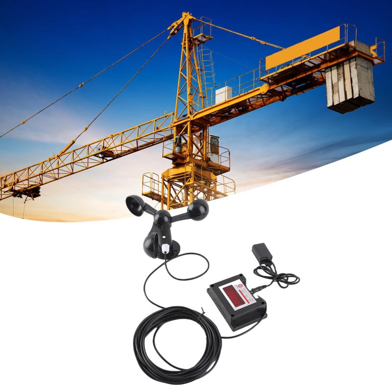 Digital Air Velocity Meter 3 Fan Blades Wind Speed Anemometer Tower Crane Rainproof 0 10 Levels 100 240V - Image 3