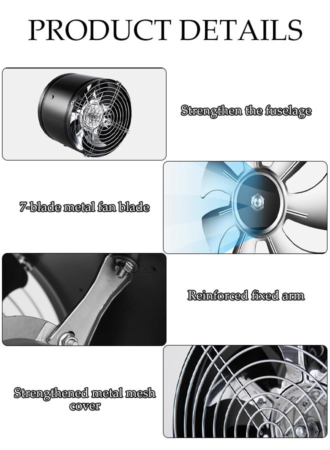 DUNISO 7 Inch Exhaust Fan with Mesh,Low Noise High Air Flow ,High-Speed Powerful Ventilation Fan,Metal Pipe Ventilation Exhaust Fan  for Home Kitchen ,Bathroom  and Garage - Image 3