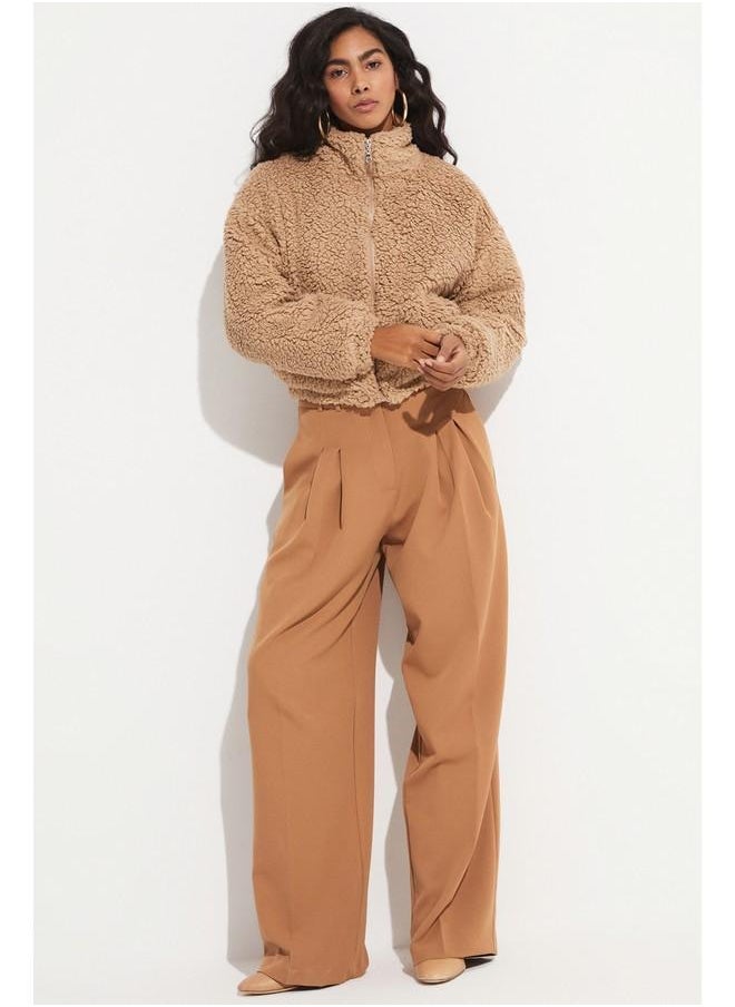 JUNE - June Hooded Plush Coat Mink - Image 1