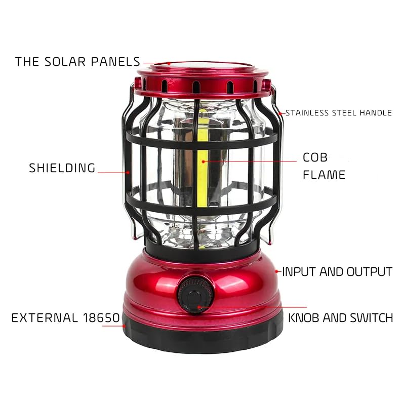 KRESHU High Capacity Portable Lanterns with Metal Handle and Rechargeable Solar Panal | Ultra Bright LED Light with USB Charge Input Output Camping Lightweight Power Bank for Outdoor (Multicolor) - Image 5