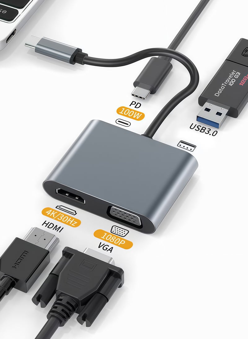 Super ZYouth Type-C USB Hub Adapter Multi Port 4-in-1 Laptop Hub - Image 1