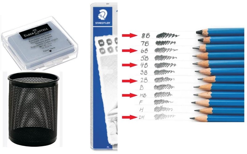NOZOMI Drawing Pencil for Design and Drafting Pack of 6 with Artist Tools