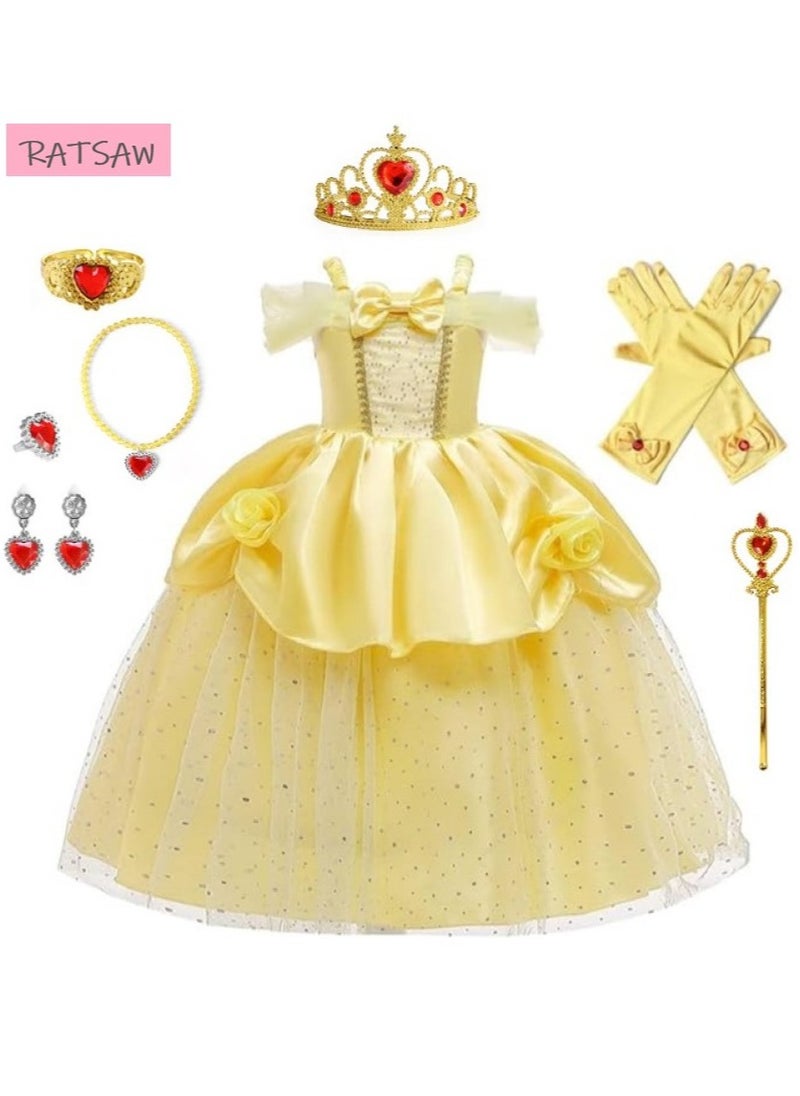 RATSAW Belle Princess Birthday Party Dress Set for Girls  - Image 1