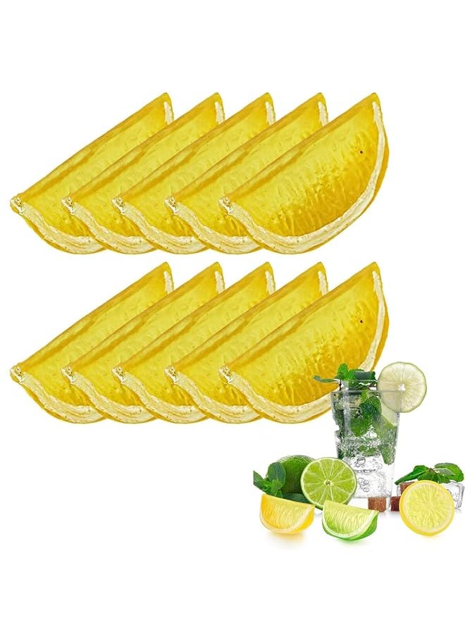 erorex Artificial Lemon Slices 10Pcs Realistic Fake Artificial Lemon Limes Slice Small Fruit Decoration Plastic Simulation Lemon Slice Fake Artificial Fruit Model Party Kitchen Wedding Decoration  - Image 1