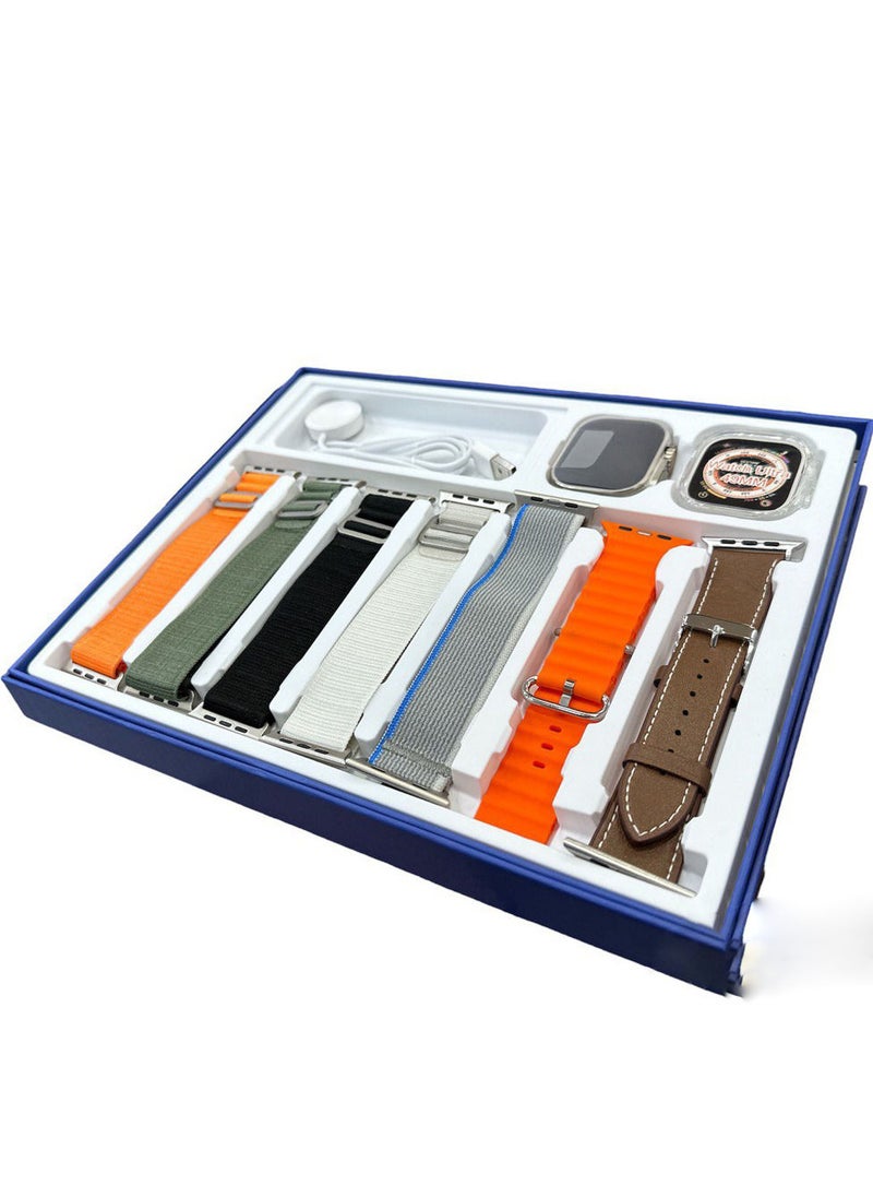 Bastec - BC ULTRA MAX Smart Watch Series 8 With A Full Screen, Wireless Charging, And Supports NFC, With 7 Additional Bracelets And Protective Cover - 49 mm - Gold - Image 1