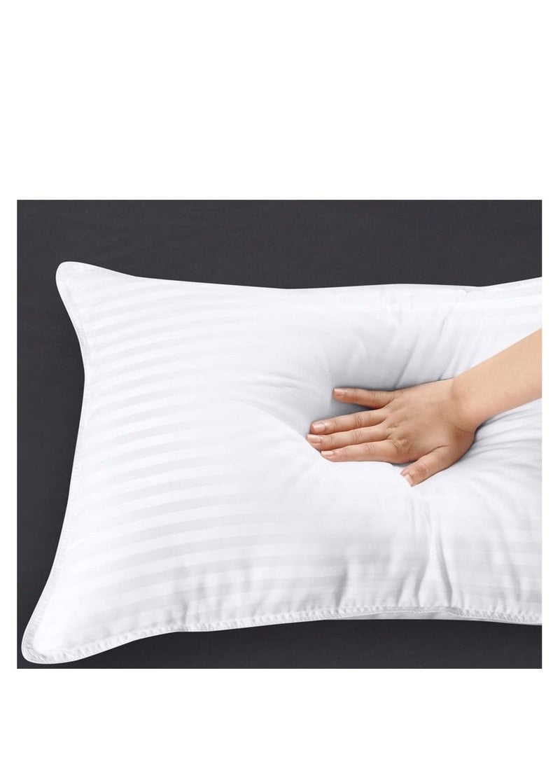 Comfy طقم مريح من 4 وسائد فندقية فاخرة من القطن الأبيض المضاد للحساسية مع خطوط - Image 4