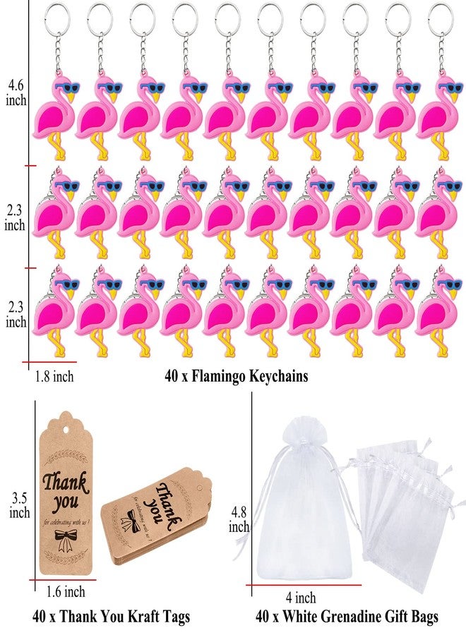 Elecrainbow 120 Pack Flamingo Party Favors Include 40 Keyrings, 40 Tags and 40 Bags for Hawaiian Tropical Luau Summer Beach Party, Flamingo Lover, Baby Shower, Never Forget How Flamazing You Are Party - Image 2