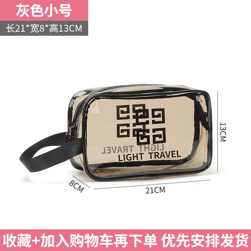 PVC Single-Layer Waterproof Cosmetic Bag, Large Capacity Transparent Travel Toiletry Storage Satchel