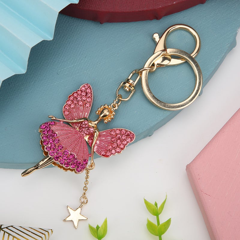 Keychain Pink Alloy Exquisite Dancing Girl Shape Key Chain Gift Car Decorative Pendants - Image 4