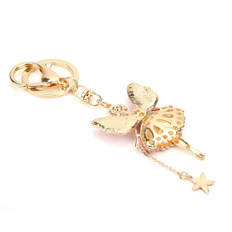 Keychain Pink Alloy Exquisite Dancing Girl Shape Key Chain Gift Car Decorative Pendants - Image 2