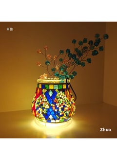 Generic Turkish Mosaic Lamp Diy Birthday Handmade Candlestick Kidsren Family Night Light Interactive Production Creative Other-Color:Pink SL8 Complete Material Package  - Image 4