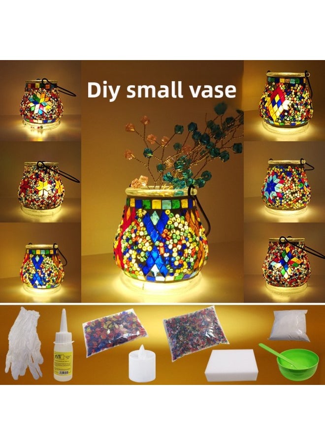 Turkish Mosaic Lamp Diy Birthday Handmade Candlestick Kidsren Family Night Light Interactive Production Creative Other-Color:Pink SL8 Complete Material Package  - Image 2