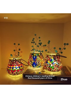 Generic Turkish Mosaic Lamp Diy Birthday Handmade Candlestick Kidsren Family Night Light Interactive Production Creative Other-Color:Pink SL8 Complete Material Package  - Image 3