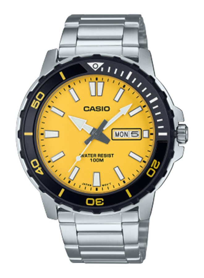 CASIO Men's Analog Round Shape Stainless Steel Wrist Watch MTD-125D-9AVDF - 45.6 Mm