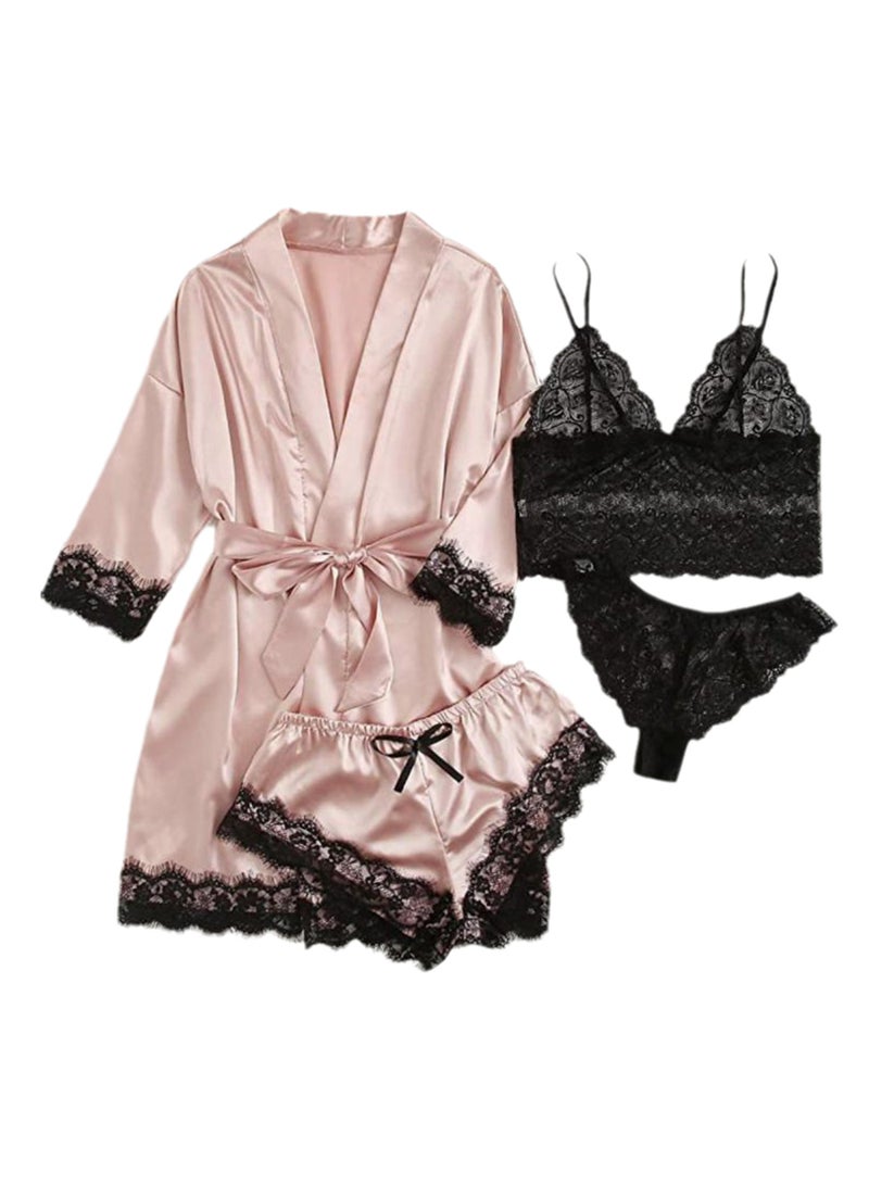4pcs women's pajamas home wear new lace pajamas set  - Image 1