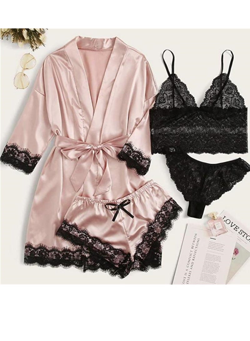 4pcs women's pajamas home wear new lace pajamas set  - Image 3