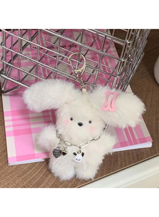 British NR Flying Rabbit Small Milk Dog Pendant Cute Plush Doll Bag Pendant Girl Heart Accessories Keychain Couple-Color:Small Milk Dog Necklace Hairstyle [bead Chain]] - Image 1
