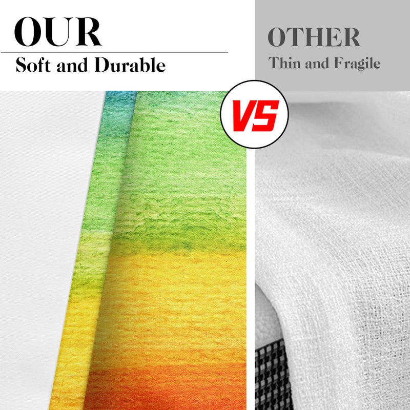 Tayney Tayney Colorful Kitchen Curtains Rainbow Stripes Window Curtains Valance and Tier Set  Abstract Painting Art Rod Pocket Short Tier Curtain  Modern Small Cafe Curtains for Kitchen Decor - Image 3
