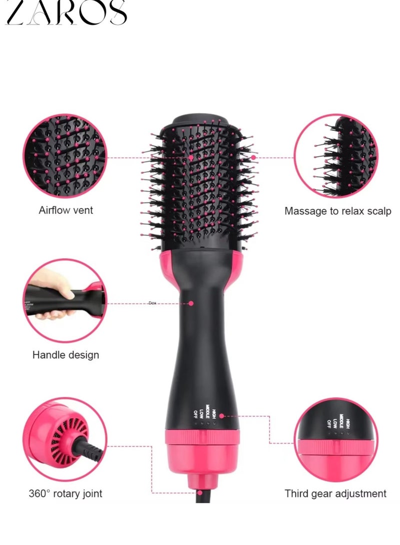 Zaros 1000W Ionic Hair Dryer & Styler – 1 Step Hot Air Brush, Straightener, Comb, Roller & Concentrator | Fast Drying, Frizz Control, Multi Heat Settings - Image 2