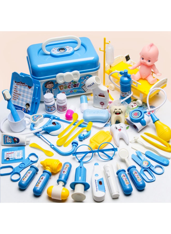 [Free Shipping] Doctor Toy Set Medical Stethoscope Children Play House Storage Box Simulation Boy Girl Box-Color:[Storage Box] Red -53 Piece Set (Including Doll + Clothes) 895G  - Image 3