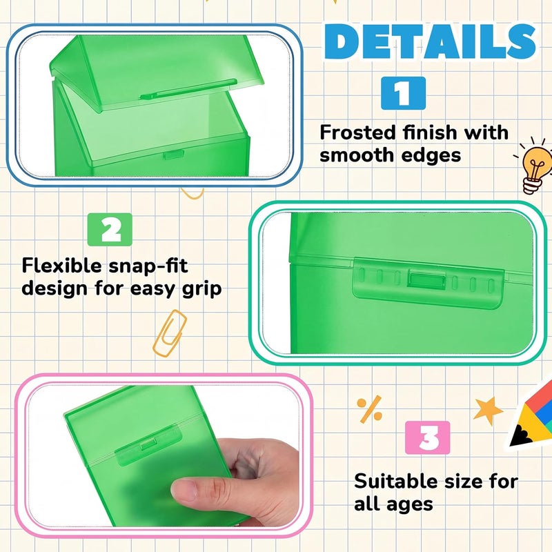 Clabby 2 Pcs Plastic Crayon Organizer Case for 24 Count Crayons Kids Art Supply Storage Box with Lid, Portable Holder for Classroom Home Travel, Fits Standard 24-Pack Crayon (Green) - Image 3