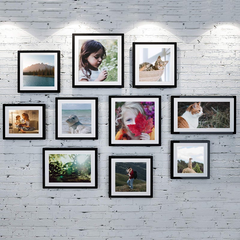 upsimples 12x18 Picture Frame Set of 5, Display Pictures 11x17 with Mat or 12 x 18 Without, Wall Gallery Poster Frames, Black - Image 2