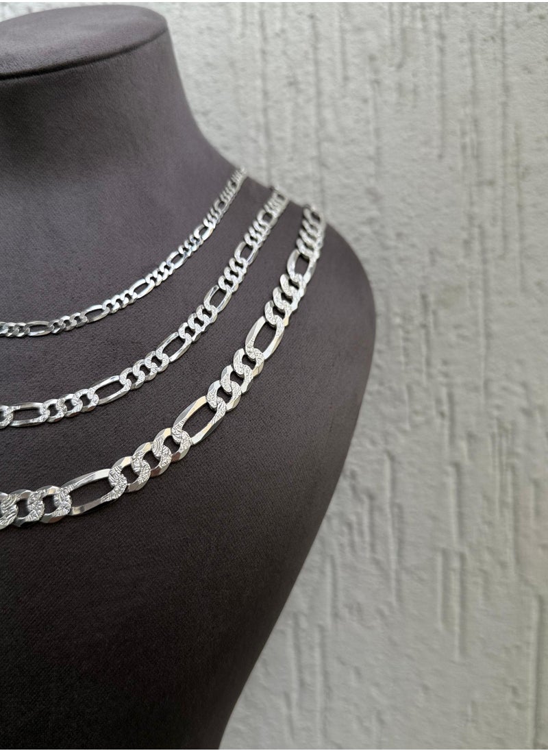 Al Kasr Jewelry Contemporary Link Chain Necklace - Sterling Silver 925 - 60cm x 7mm - Available in Multiple Sizes - Plated Rhodium White Gold 18K  - Image 2