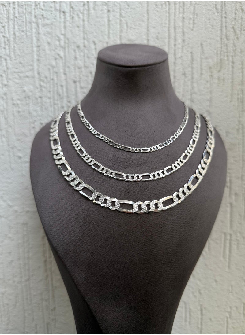 Al Kasr Jewelry Contemporary Link Chain Necklace - Sterling Silver 925 - 60cm x 7mm - Available in Multiple Sizes - Plated Rhodium White Gold 18K  - Image 3
