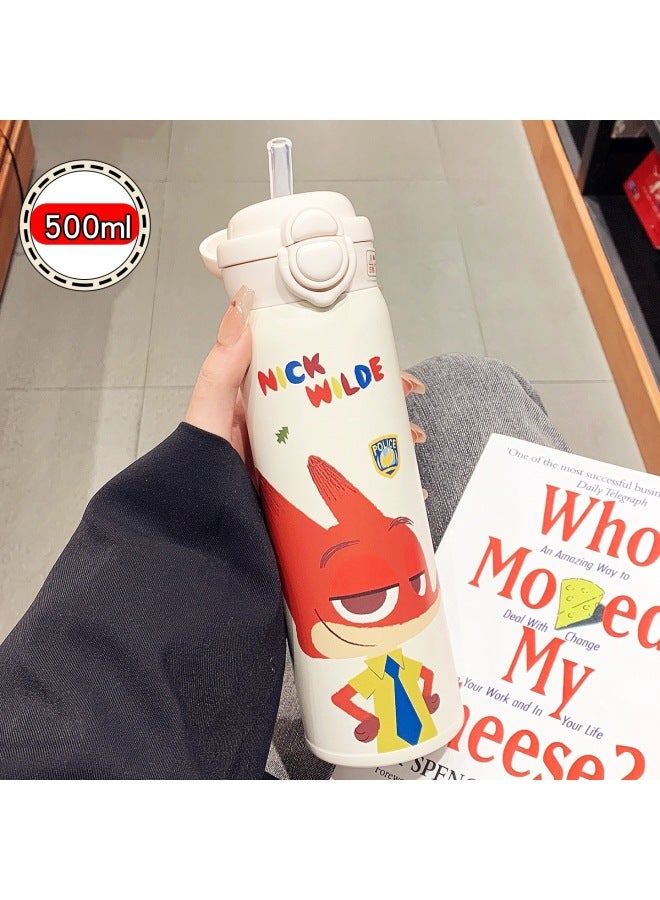Zootopia Thermos Cup Nick And Judy Student Double Drinking Cup Portable Stainless Steel Cup For School Use
