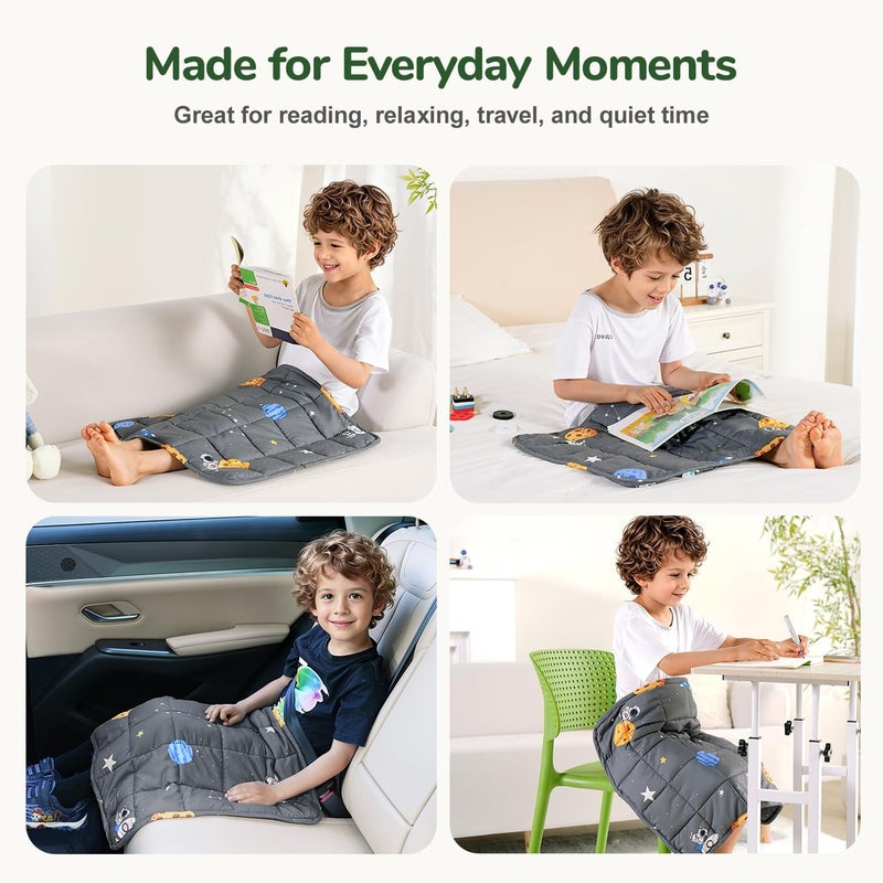 Mr. Sandman بطانية الأرجوحة الموزونة من ماركة ، وزنها 2 رطل، مقاس 20 × 30 بوصة، بطانية صغيرة مزودة بخرز زجاجي، ووسادة ناعمة من القطن الميكروفايبر للراحة أثناء القراءة أو السفر أو الاسترخاء على الأريكة أو في المنزل، بلون رمادي فضائي. - Image 5