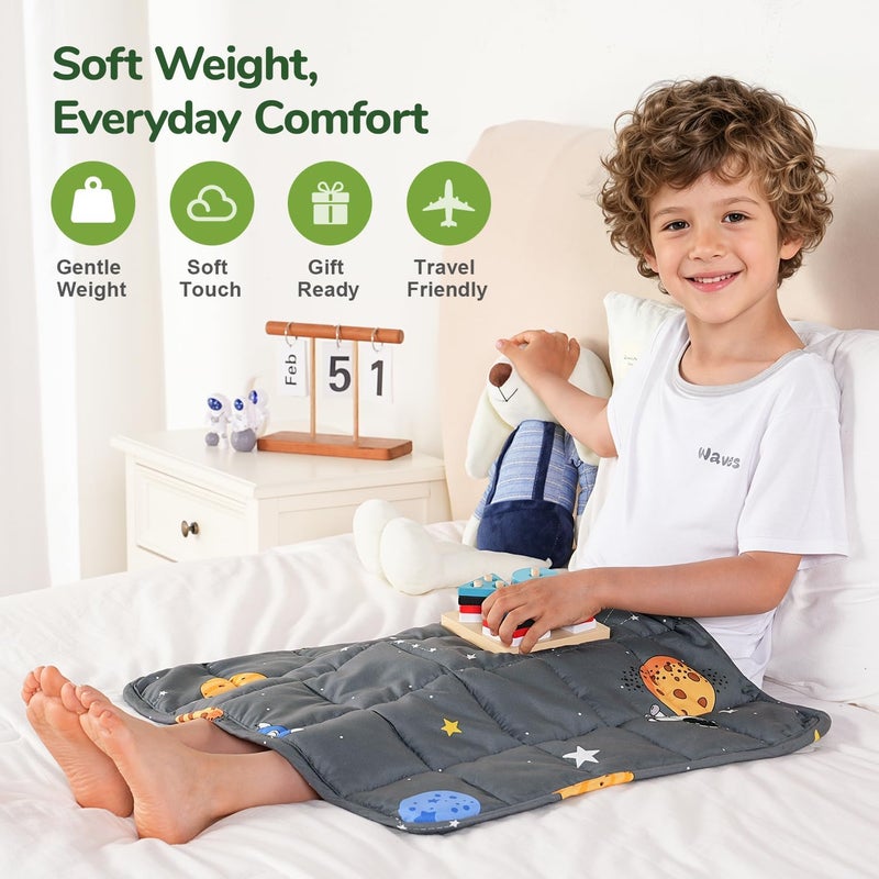 Mr. Sandman بطانية الأرجوحة الموزونة من ماركة ، وزنها 2 رطل، مقاس 20 × 30 بوصة، بطانية صغيرة مزودة بخرز زجاجي، ووسادة ناعمة من القطن الميكروفايبر للراحة أثناء القراءة أو السفر أو الاسترخاء على الأريكة أو في المنزل، بلون رمادي فضائي. - Image 4