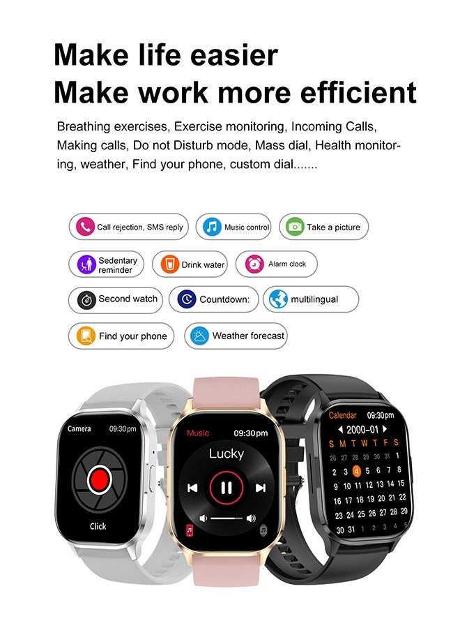 RollsTimi  Men's Smart Watch Women 2.01" AMOLED Waterproof Smartwatch,Fitness Tracker with Heart Rate Sleep Monitor Activity Tracker for Android and iPhone - Black - Image 5